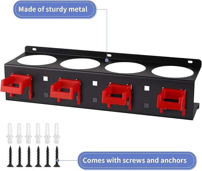 MOLIGOU Spray Bottle Holder Wall Mount, Detailing Bottle Organizer, Spray Bottle Rack with 4 Holes and 4 Hooks
