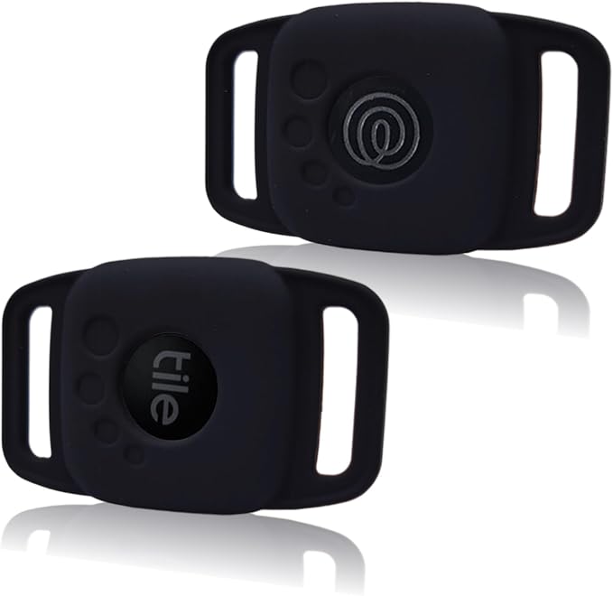 Silicone Case for life360 Tile Mate Tracker for Dog Collar (Black,2packs) | slim lightweight Cover Accessories for tag Anti-Scratch,Sturdy Secure Holder Protect tilemate Finder for pet,cat belt,bag