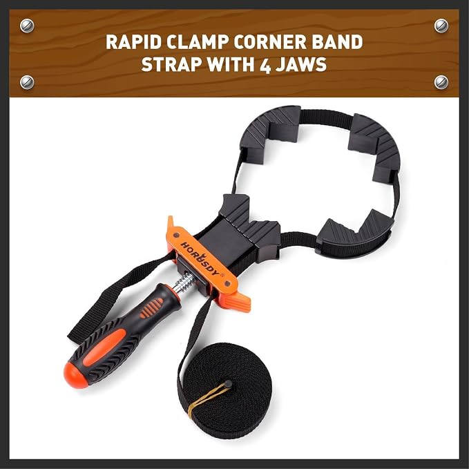 HORUSDY 4-Piece Band Clamp, Woodworking Frame Clamp Strap Holder for Picture Strap Clamp Strap Clamp (4-Piece Band Clamp)