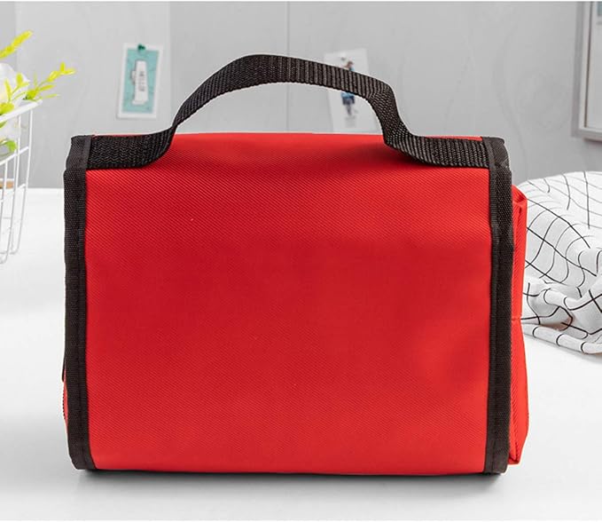 First Aid Bag First Aid Kit Empty Medical Storage Bag Red Trauma Bag for Emergency First Aid Kits Car Workshop Cycling Outdoors (Red Folding)