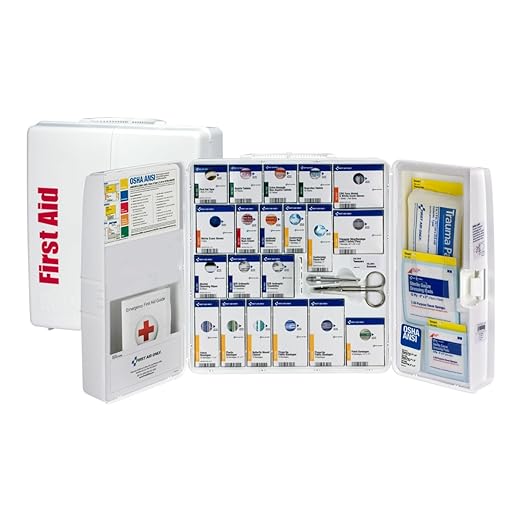 First Aid Only SmartCompliance 50-Person OSHA Compliant First Aid Kit for Business and Office Spaces - Large Plastic Cabinet - Emergency Supplies for Cuts, Bruises, and Scrapes - 245 Pieces