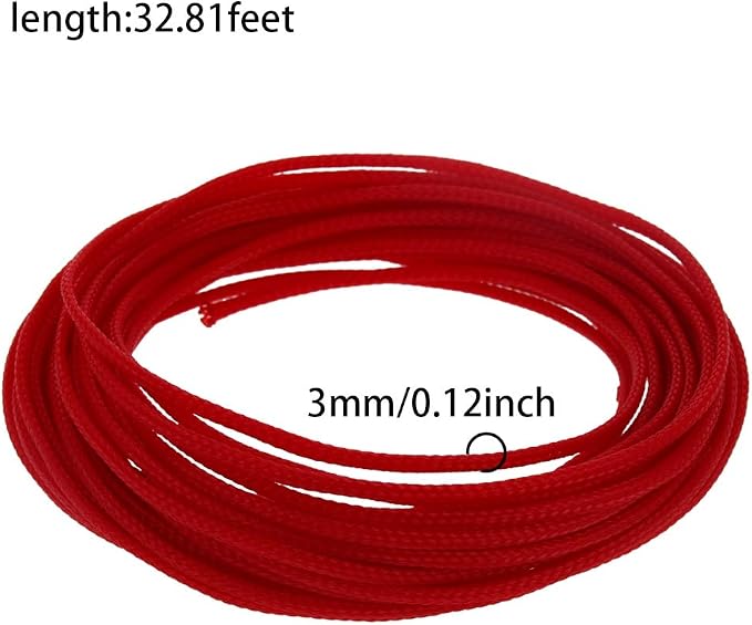 Heyiarbeit 10m/32.8ft PET Expandable Braid Cable Sleeving Flexible Wire Mesh Sleeve Red 3mm