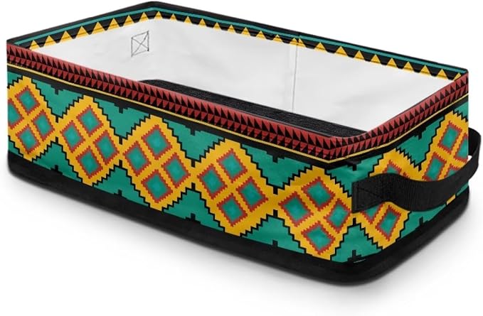 Brown Aztec Toilet Paper Storage Basket, Back of Toilet Tank Paper Organizer with Handle, Decorative Bathroom Storage Bins for Countertop Shelves Bedroom Living Room