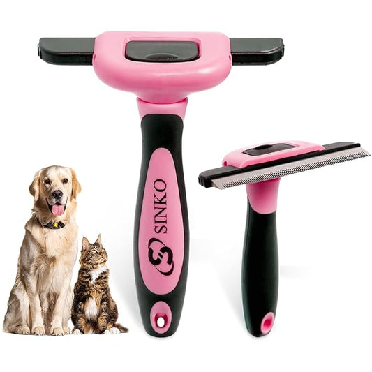 SINKO Deshedding Brush for Dogs & Cats, Pet Grooming Brush, Skin Friendly Deshedding Tool, Dog Brush for Shedding, Effectively Reduces Shedding by up to 95% for Short Medium Long Pet Hair (Pink)