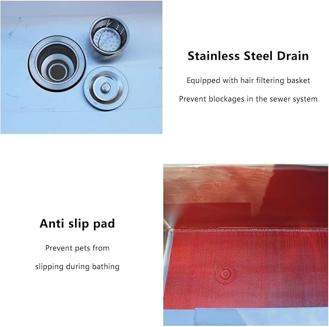 Stainless Steel Pet Bathing Station for Home Use,Professional Dog Grooming Tub with Adjustable Features for All Dog Sizes.Silver-80cm/31.5in