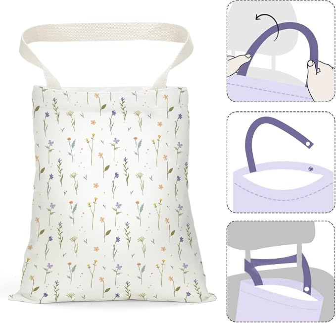 Car Trash Bag Car Garbage Bag Hanging Floral Cars Trash Can Spring Decor Waterproof Cars Back Seat Organizer for Vehicle Travelling Swimming Camping