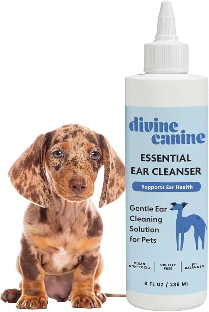 Dog Ear Cleaner - 8 Fl Oz of Dog Ear Wash - Drops to Dissolve Wax, Combat Odor, and Support Healthy Ears - Made with Chamomile, Honey, and Aloe - Made in the USA