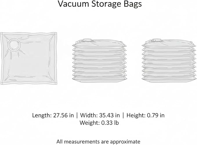 Clear Vacuum Storage Bags with Valve, Reusable Compression Saver for Bedding & Clothes, Space Saving Organizer (1 Pack)