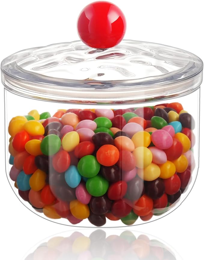 30 Oz Candy Jars with Lids - Clear Plastic Cookie Storage Containers Airtight Apothecary Canisters for Kitchen Home Decorative Pantry Office Party Organize Sugar Tea Coffee Snacks (30 oz)
