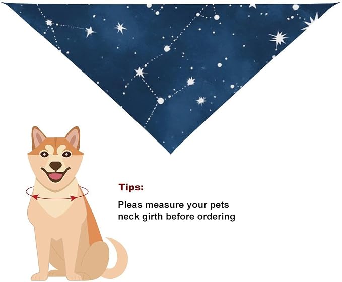 Lightweight Washable Pets Casual Fashion Scarf, Adjustable Comfy Constellation Galaxy Starry Night Stars Glow in The Dark Midnight Handkerchief for Wedding, Party, Daily Use