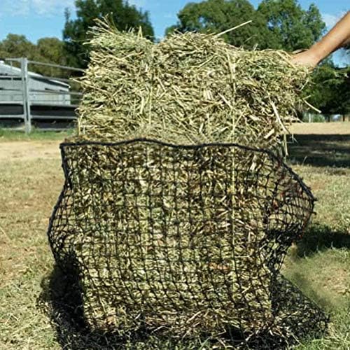 Aoneky Knotless Hay Net for Horses, Large Slow Feed Hay Bag 47 Inches, Fits 36x18x18 Square Bales, 1.5 Inch Opening, Durable Nylon Haynet Reduces Waste, Colic, Boredom, for Horses, Goats, Sheep, Pony