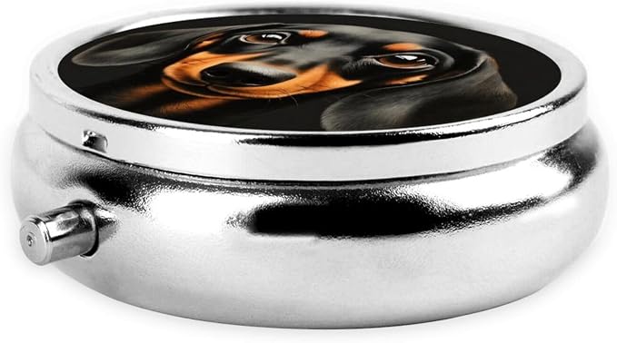 Lovely Dachshund Dog Portable Pill Organizer | 3 Compartment, With Mirror, For Men Women, For Daily Supplements, Vitamins, Fish Oil, Jewelry, Candy, Travel