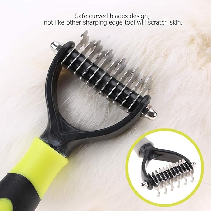 Deshedding Dog Brush, Cat Brush Dog Brush for Shedding Dog Rake Double Sided Undercoat Rake Comb for Detangling, Deshedding Pet Grooming Brush for Small, Medium Dogs and Cats
