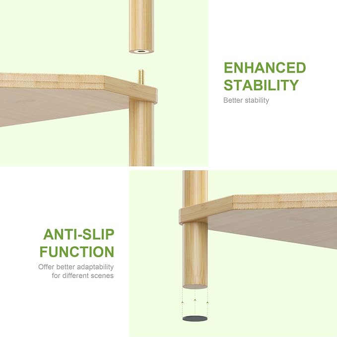 Wisuce Natural Small Corner Shelf Stand, 3-Tier Bamboo Corner Bookshelf | Space-Saving Narrow Corner Shelf | Bathroom Corner Shelf | Shelves for Bedroom, Living Room, Kitchen & Plant Display