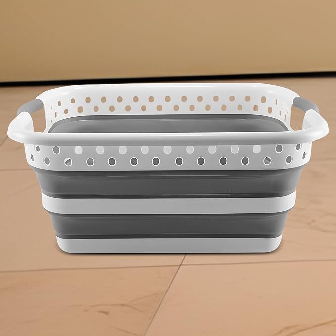 Foldable Laundry Basket Portable, Space Saving, Narrow, Bathroom Organizer | Foldable Laundry Room Organization Basket Clothing Toys Pet Grooming Bath Supplies for Bedroom Dorm College Bathroom