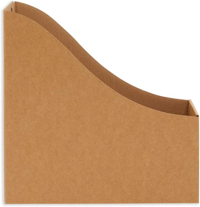 Juvale Corrugated Cardboard Magazine Holder - 3.5 x 10.2 x 10.6 in, Brown, 8-Pack - Magazine File Holder & Document Organizer with Removable Labels