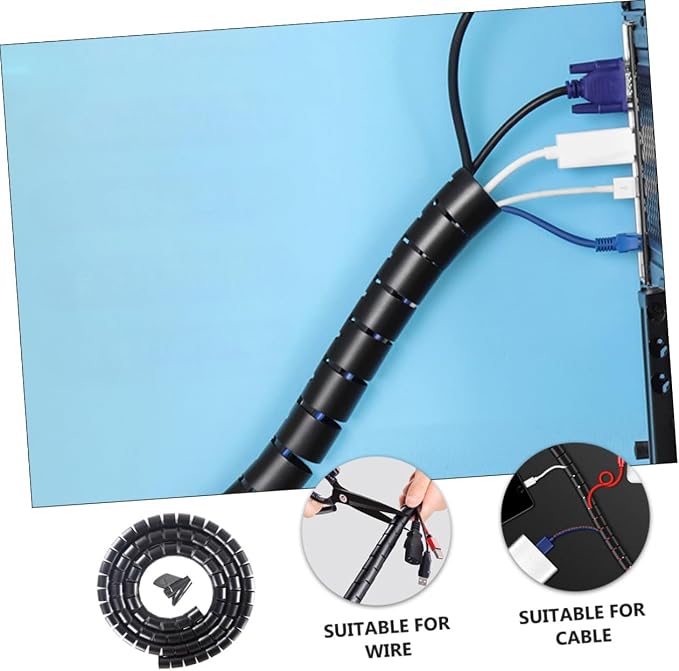 STOBOK Spiral Cable Wrap Sleeve 10m Cable Management Tube for PET-Proofing Wires Flexible Coiled Organizer