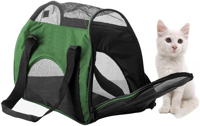 ZAMPA Soft Side Pet Travel Carrier TSA Approved, Under Seat Compatibility, airline approved for Large Cats, Medium Puppys, Small Dogs, 2 Openings, W/ Shoulder Strap.