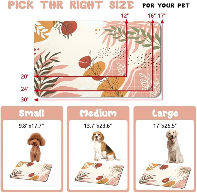 Dog Food Mats for Floors Waterproof, Pet Water Bowl Mats Pet Feeding Absorbent Placemats Bohemia Tropical Leaves 12 * 20 inch