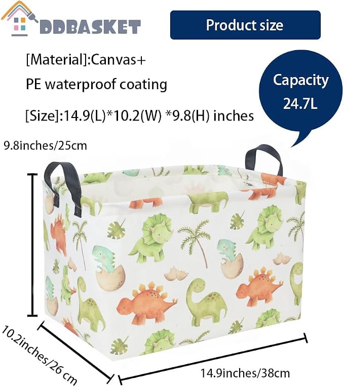 Dinosaur Baskets Storage Basket Gift Basket Rectangular Cute Storage Bin Box Organizer Book Shelf Bins Dinosaur Room Decor(Cute dinosaur)