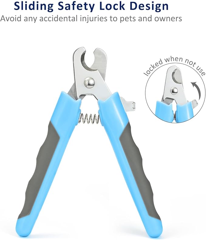 WePet Pet Nail Clippers U07.3, Professional Claw Trimmer, Scissor for Cats, Dogs, Puppies, Kittens, Hamsters, Rabbits and Small Animals, Sharp, Safe, M, Grey/Blue