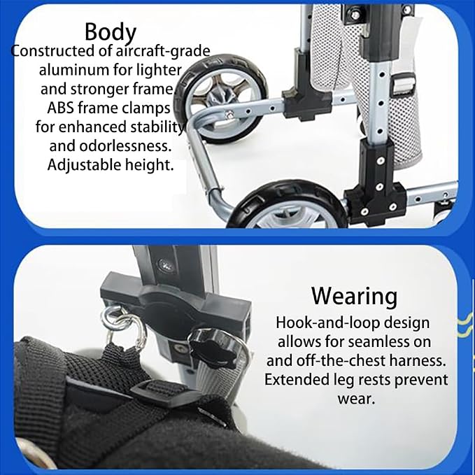 Aircraft - Grade Aluminum Dog Wheelchair - Adjustable Height, Stable ABS Clamps, Breathable Mesh Leg Rests(S)