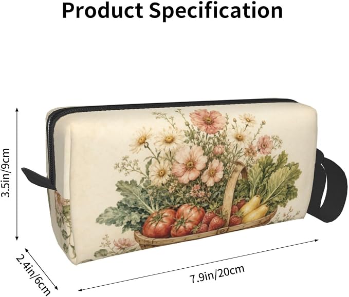 Garden Small Makeup Bag, 600D Oxford Cosmetic Pouch for Women | Garden Cosmetic Bag and Toiletry Pouch with Double-Sided Print and Foam Padding for Women, Travel, Gym, Weekend and Daily Use