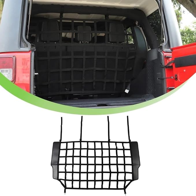 Car Nets Dog Barrier Protector Isolation Pet Net Trunk Safety Mesh For Jeep For Wrangler JK JL For Gladiator JT 2007-2023 Interior Moulding Black Cargo Net