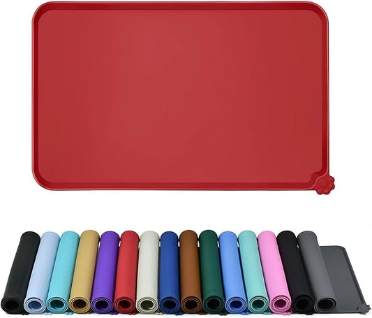 Reopet Waterproof Pet Feeding Mat, Non-Slip Silicone Placemats for Dog Cat Food and Water Bowl, High Raised Edges to Prevent Spills and Protect Floors
