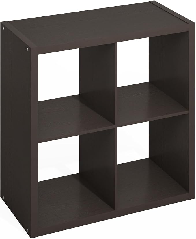 Furinno HERMITE 4-Cube Kitchen Island, Extra Thick Coffee Bar, Dark Oak | Kitchen Storage, Bakers Rack, for Pantry Organizers and Storage, Kitchen Organization