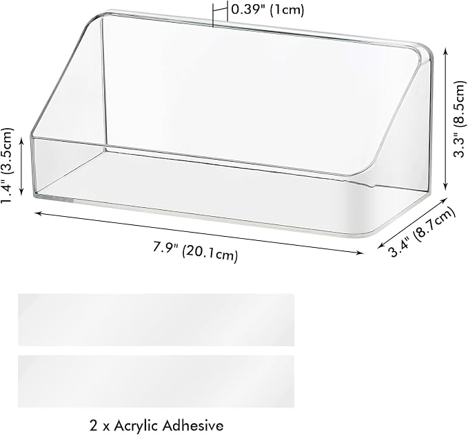 Poeland 2 Pack Medicine Cabinet Shelves Organizer, Wall Mounted Storage Organizer, Clear Storage Box for RV Bathroom, Bedroom, Mirror Cabinets (Transparent)