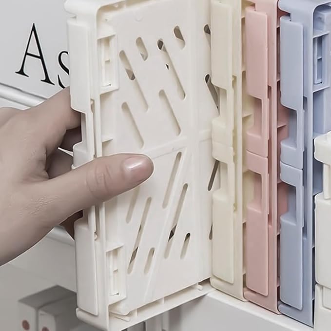 Tobeso-Nuoze Small Pastel Plastic Storage Bins 2Pcs Foldable Pastel Crates | Basket Colorful Storage Containers Baskets for Classroom Kitchen Office Bedroom Desktop Home Decor (Blue 9.8" x 6.5" x 3.8")