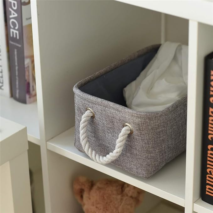 Storage Bins Basket - Storage Baskets for Organizing Shelves,Home Closet Organizer for Book Shelf Organization,Fabric Storage Cubes,Medium Decorative Grey Basket Gift