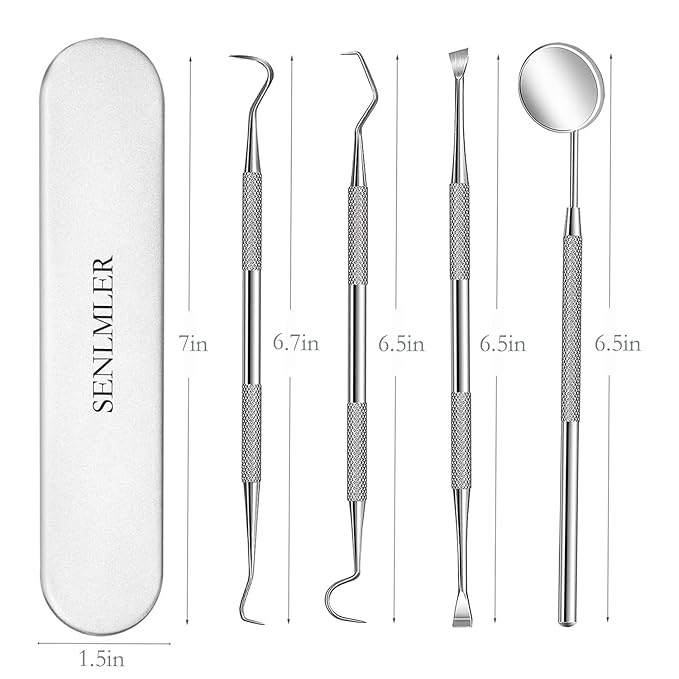 Dental Tools, Professional Plaque Remover Teeth Cleaning Tool Kit, Stainless Steel Dental Pick Tartar Scraper Tooth Cleaner, Oral Care Hygiene Set for Dentist Personal Pets with Storage Box