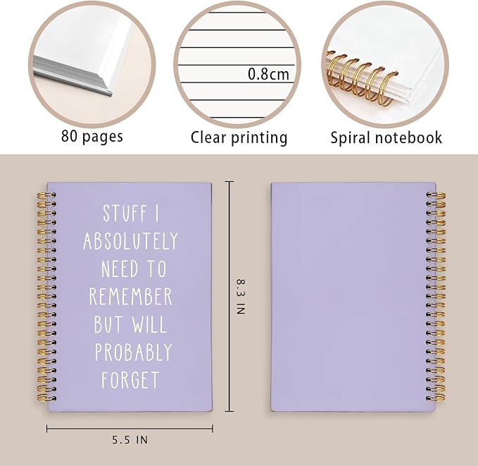 LIANGW Funny Purple Notebooks for Work, Coworker Office Gifts for Women | Funny Work Gifts for Coworkers & Boss, Fun Spiral Notebooks Journals for Writing, Funny Office Supplies 5.5x8.3 Inch