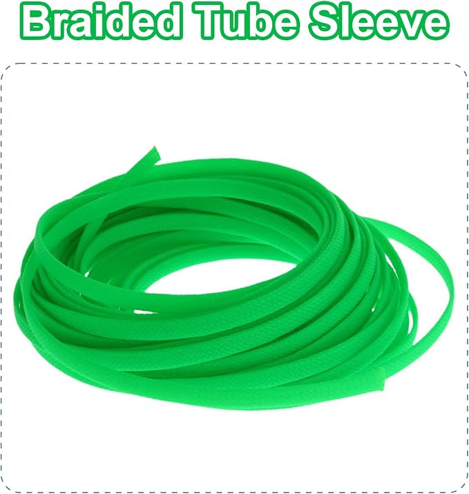 Heyiarbeit 10m/32.8ft PET Expandable Braid Cable Sleeving Flexible Wire Mesh Sleeve Fluorescent Green 6mm