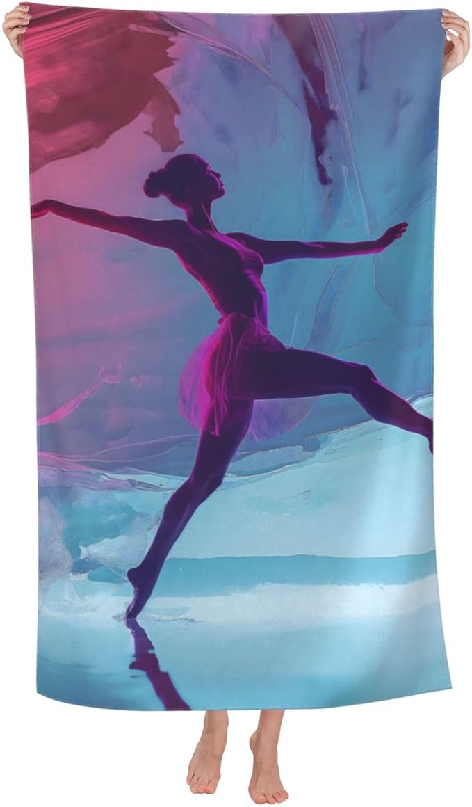 Ballet Dancer Beach Towel 31inx51in, Artistic Sand-Free Microfiber Bath Towel Ultra Soft Quick Dry Pool Towel Absorbent Towel Lightweight Towel for Swimming Bathroom Decor