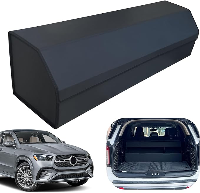 Car Trunk Organizer for For Benz GLE - Custom Fit,Easy Installation，Large Space Outdoor Trunk Organizer with Leather,Hook and Loop Fastener,4-Layer Cover,For Benz GLE 450 2020-2025