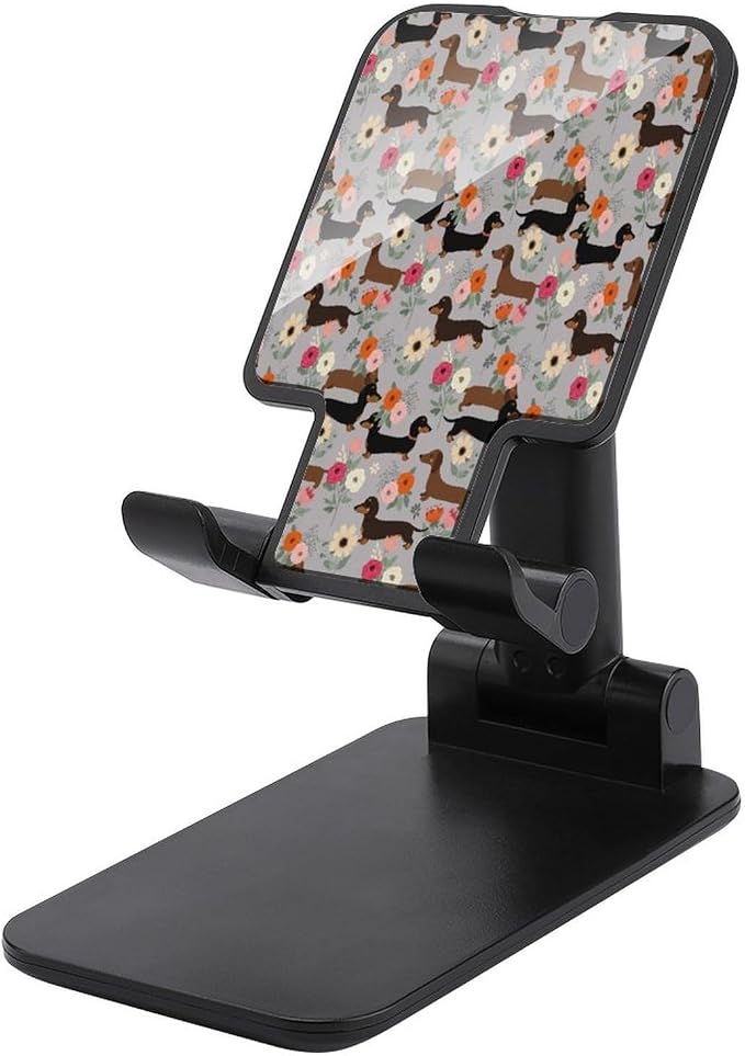 Portable Dachshund Dog Floral Phone Stand for Desk Accessories