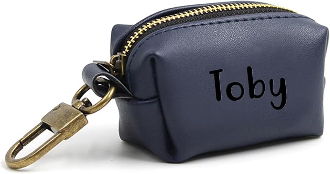 Dog Poop Bag Holder For Leash,Custom Leather Dog Poop Bag Holder,Outdoor Dog Poop Bag Dispenser,Garbage Bag Organizer For Easy Access,Pet Waste Bag Dispenser (Navy Blue)