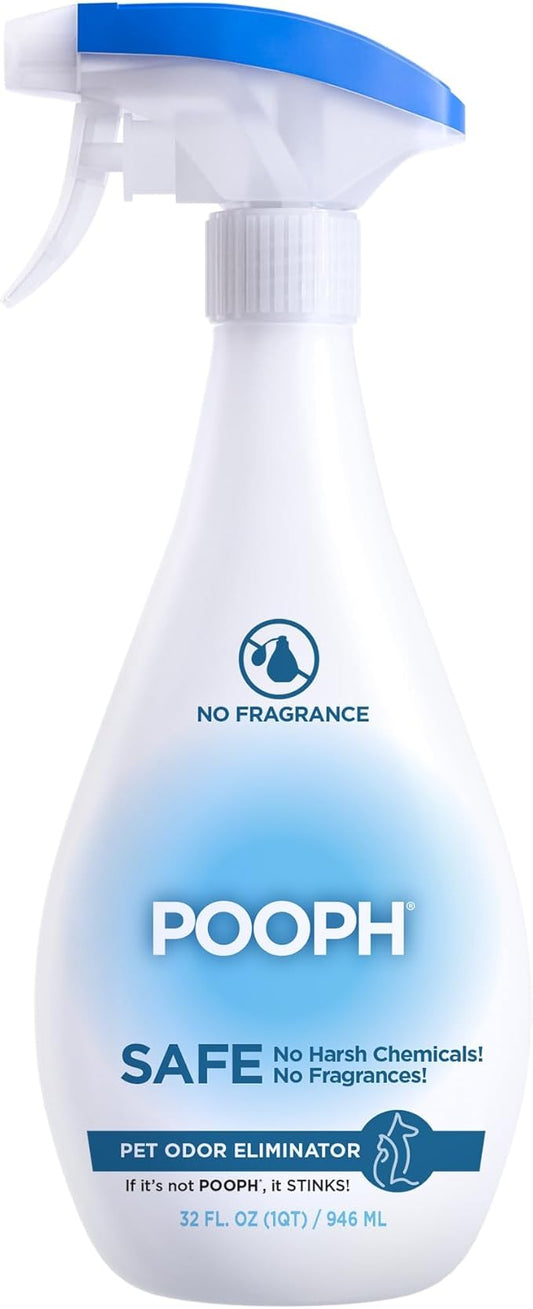 POOPH Pet Odor Eliminator Spray 32oz Fragrance Free Odor Remover for Dogs and Cats Urine Poop Pee Deodorizer for Home Carpet Furniture Litter Box