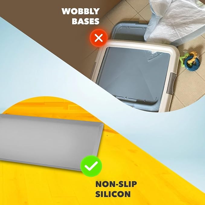 Dog Pee Pad Holder - Fits Up to 24” x 24” Pee Pad - 1 Pack - Light Grey | Stable Grip, Soft Edges, Quick Wipe Silicone Surface, Dog Pad Holder for Indoor Flooring Protection