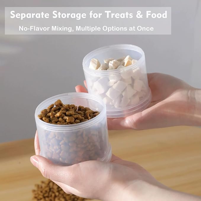 Dog Treat & Supplement Container, 3-Layer Stackable Pet Snack Organizer with Measuring Scoop, Portable Training Treat Holder for Walking, Travel & Daily Feeding, Airtight Pet Food Storage