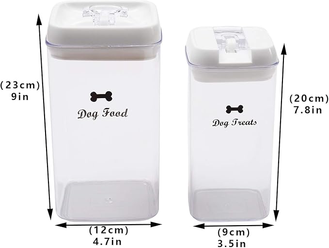 Pethiy Dog Food and pet Treats Storage Container - Clear Plastic - airtight Storage Canister Tins cookie pet jars(2 Pack set)
