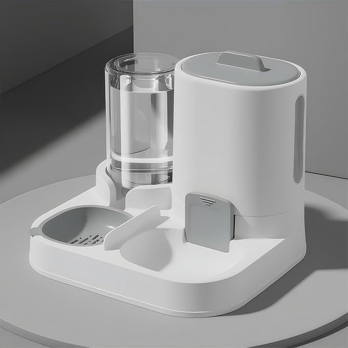 Automatic Cat Feeder and Water Dispenser Set, 2-in-1 Gravity Food Bowl Station for Small Medium Cats Dogs Puppy Kitten Rabbits, Auto Feeding Supplies