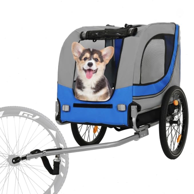 Large Folding Bike Trailer for Dogs – 66LB Capacity All-Terrain Pet Carrier, Durable Steel Frame for Cycling, Jogging, Camping & Outdoor Adventures