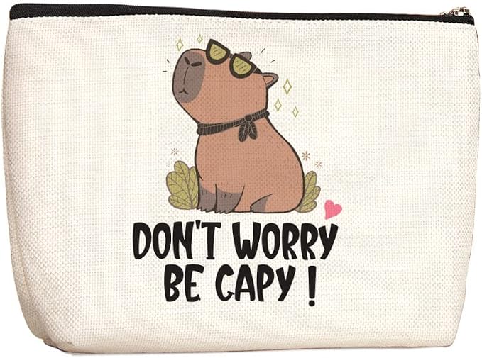 Capybara Gifts Makeup Bag Capybara Lover Gift Animal Lover Gift for Women | Rodent Pet Owner Makeup Stuff Birthday Christmas Friendship Gifts for Women Friend Cosmetic Bag