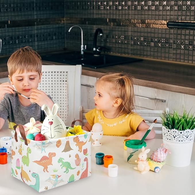 Rectangular Easter Dinosaur Basket,Waterproof kids toy storage box bedroom,Dinosaur Storage Box,kids laundry Basket,Easter Room Decor,Nursery Hamper,Gift Baskets(Dinosaur)