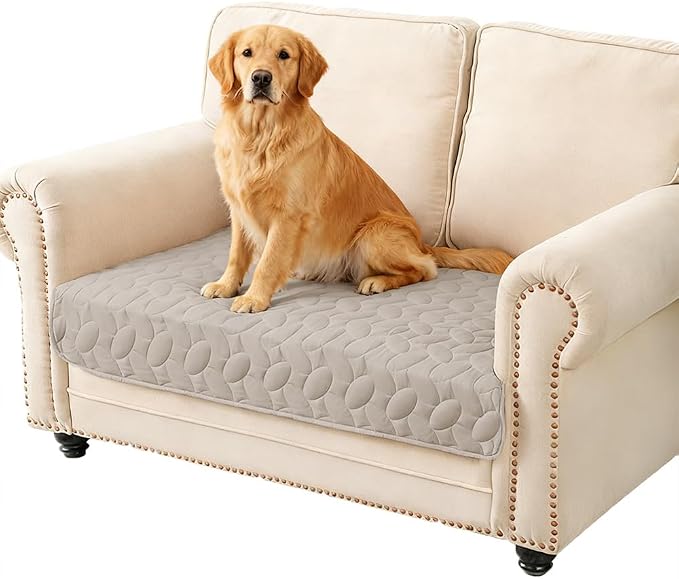 Ameritex Waterproof Pet Bed Cover Anti-Slip Dog Bed Blanket for Sofa and Furniture Waterproof New Pattern Design (Khaki, 30x53 Inch (Pack of 1))