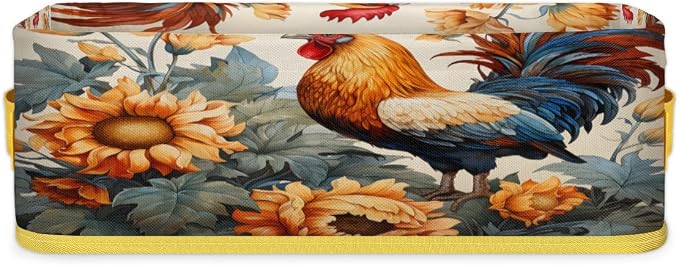 Sunflower Chicken Print Bathroom Storage Basket Waterproof Foldable Storage Bins with Handles Decorative Toilet Paper Storage Basket for Organizing for House Bathroom Toiletries